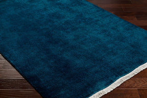 Surya Evergreen 10' X 14' Handmade Wool Rug - Modern Minimalist Design With Unique Fringe Detail Midnight Blue Wool Evg2311-10sq