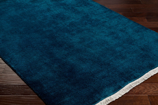 Surya Evergreen 10' X 14' Handmade Wool Rug - Modern Minimalist Design With Unique Fringe Detail Midnight Blue Wool Evg2311-10sq