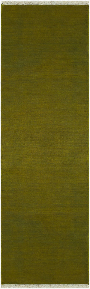 Surya Evergreen 10' X 14' Handmade Wool Rug - Modern Minimalist Design With Unique Fringe Detail Olive Wool Evg2312-310