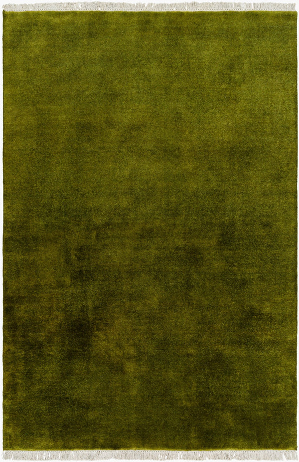 Surya Evergreen 10' X 14' Handmade Wool Rug - Modern Minimalist Design With Unique Fringe Detail Olive Wool Evg2312-810