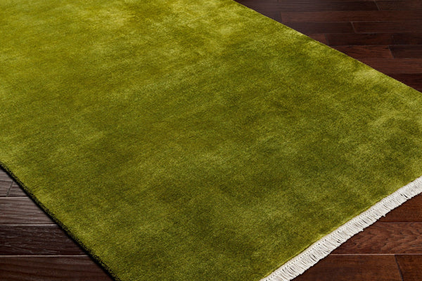 Surya Evergreen 10' X 14' Handmade Wool Rug - Modern Minimalist Design With Unique Fringe Detail Olive Wool Evg2312-8rd