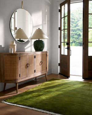 Surya Evergreen 10' X 14' Handmade Wool Rug - Modern Minimalist Design With Unique Fringe Detail Olive Wool Evg2312-8rd