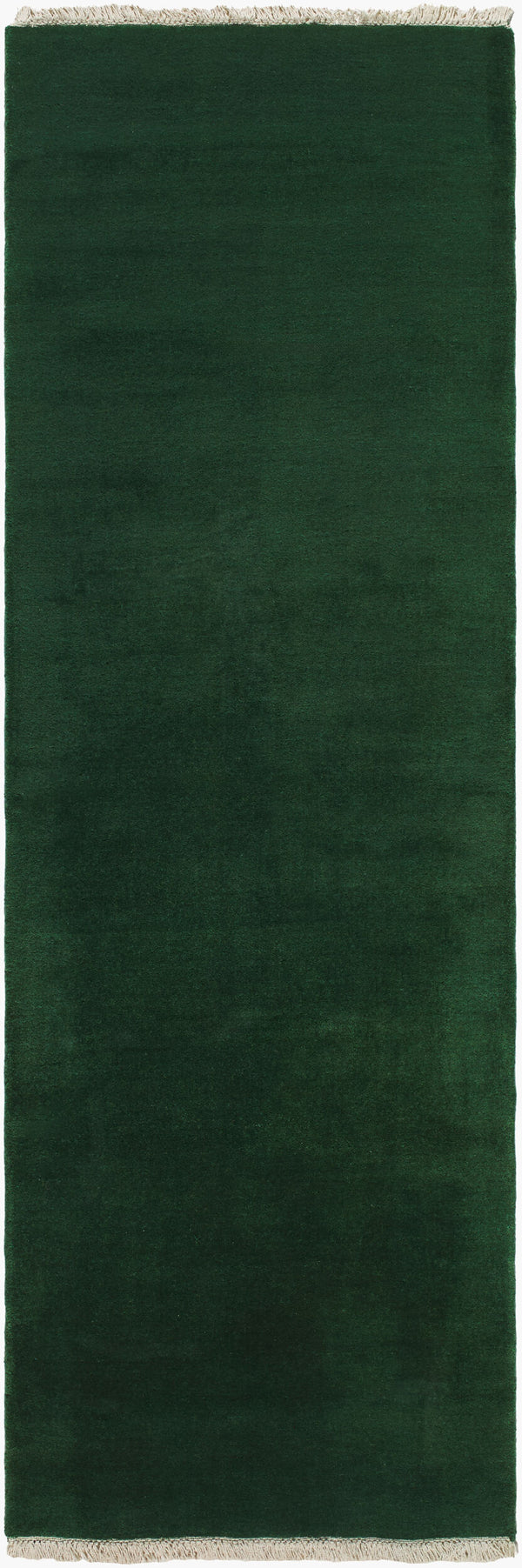 Surya Evergreen 10' X 14' Handmade Wool Rug - Modern Minimalist Design With Unique Fringe Detail Forest Green Wool Evg2313-268