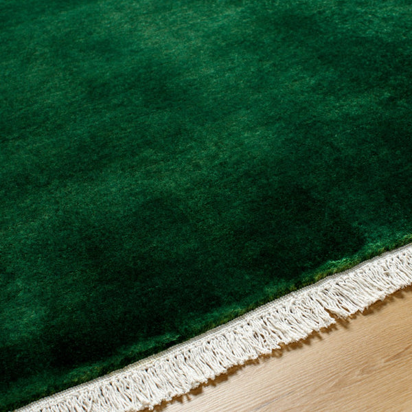 Surya Evergreen 10' X 14' Handmade Wool Rug - Modern Minimalist Design With Unique Fringe Detail Forest Green Wool Evg2313-310