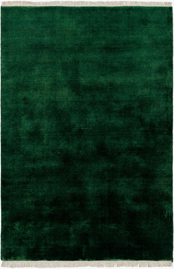 Surya Evergreen 10' X 14' Handmade Wool Rug - Modern Minimalist Design With Unique Fringe Detail Forest Green Wool Evg2313-69