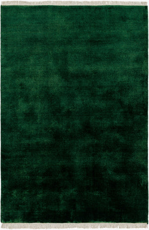 Surya Evergreen 10' X 14' Handmade Wool Rug - Modern Minimalist Design With Unique Fringe Detail Forest Green Wool Evg2313-6sq
