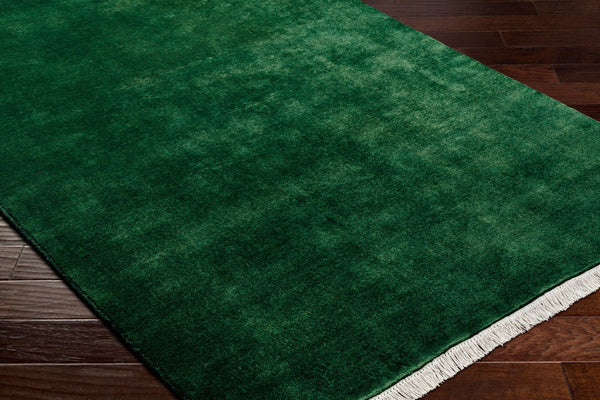 Surya Evergreen 10' X 14' Handmade Wool Rug - Modern Minimalist Design With Unique Fringe Detail Forest Green Wool Evg2313-310