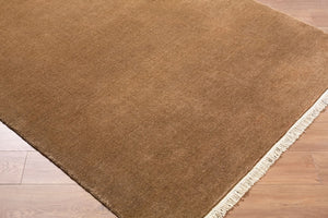 Surya Evergreen 10' X 14' Handmade Wool Rug - Modern Minimalist Design With Unique Fringe Detail Chestnut Wool Evg2314-1215