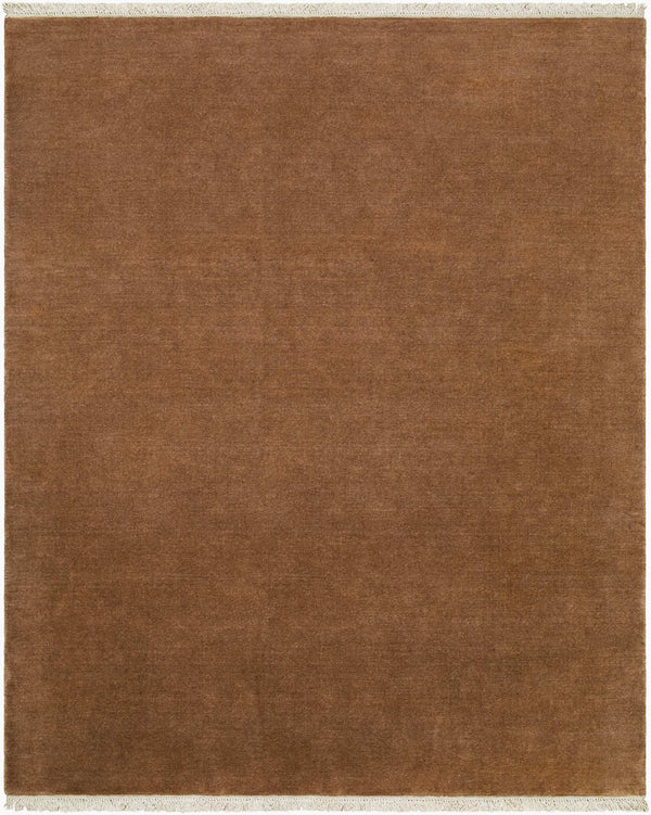 Surya Evergreen 10' X 14' Handmade Wool Rug - Modern Minimalist Design With Unique Fringe Detail Chestnut Wool Evg2314-810