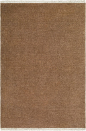 Surya Evergreen 10' X 14' Handmade Wool Rug - Modern Minimalist Design With Unique Fringe Detail Chestnut Wool Evg2315-1014