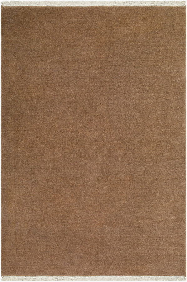 Surya Evergreen 10' X 14' Handmade Wool Rug - Modern Minimalist Design With Unique Fringe Detail Chestnut Wool Evg2315-1014