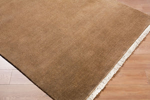 Surya Evergreen 10' X 14' Handmade Wool Rug - Modern Minimalist Design With Unique Fringe Detail Chestnut Wool Evg2315-6rd
