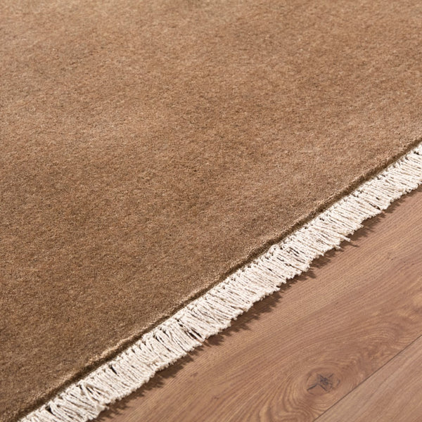 Surya Evergreen 10' X 14' Handmade Wool Rug - Modern Minimalist Design With Unique Fringe Detail Chestnut Wool Evg2315-6rd