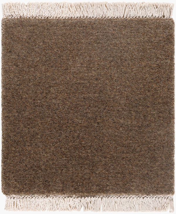 Surya Evergreen 10' X 14' Handmade Wool Rug - Modern Minimalist Design With Unique Fringe Detail Umber Wool Evg2316-310