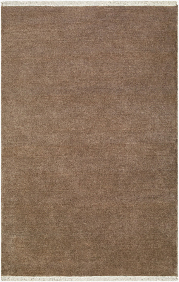 Surya Evergreen 10' X 14' Handmade Wool Rug - Modern Minimalist Design With Unique Fringe Detail Umber Wool Evg2316-1014
