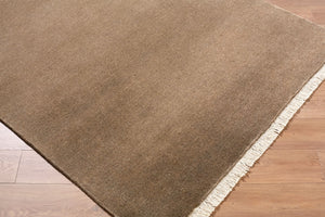Surya Evergreen 10' X 14' Handmade Wool Rug - Modern Minimalist Design With Unique Fringe Detail Umber Wool Evg2316-912