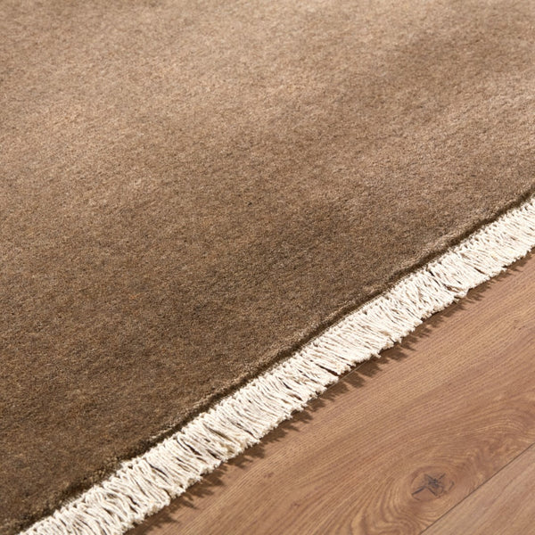 Surya Evergreen 10' X 14' Handmade Wool Rug - Modern Minimalist Design With Unique Fringe Detail Umber Wool Evg2316-1014