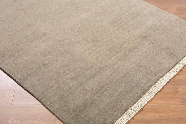 Surya Evergreen 10' X 14' Handmade Wool Rug - Modern Minimalist Design With Unique Fringe Detail Charcoal Wool Evg2317-8rd