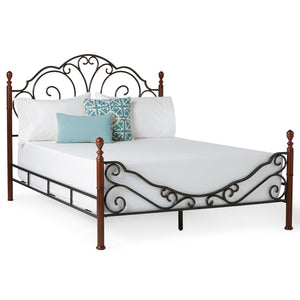 Homelegance By Top-Line Henri Graceful Scroll Bronze Iron Bed Cherry Iron