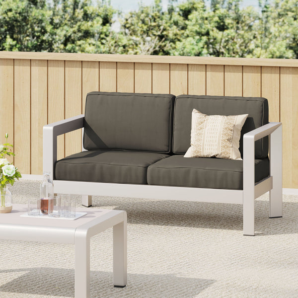 English Elm Aviara Outdoor Loveseat Lightweight Aluminum Frame Deep Seat Patio Lounge 64078.00