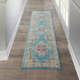 Nourison Passion PSN03 Machine Made Power-loomed Ornamental Border Indoor Only Bohemian Vintage Rug Light Blue, Ivory Light Blue 100% Polypropylene 99446477538