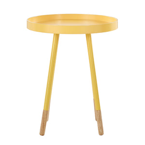 Homelegance By Top-Line Asher Paint-Dipped Round Tray-Top End Table Yellow Rubberwood