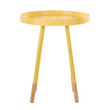 Homelegance By Top-Line Asher Paint-Dipped Round Tray-Top End Table Yellow Rubberwood