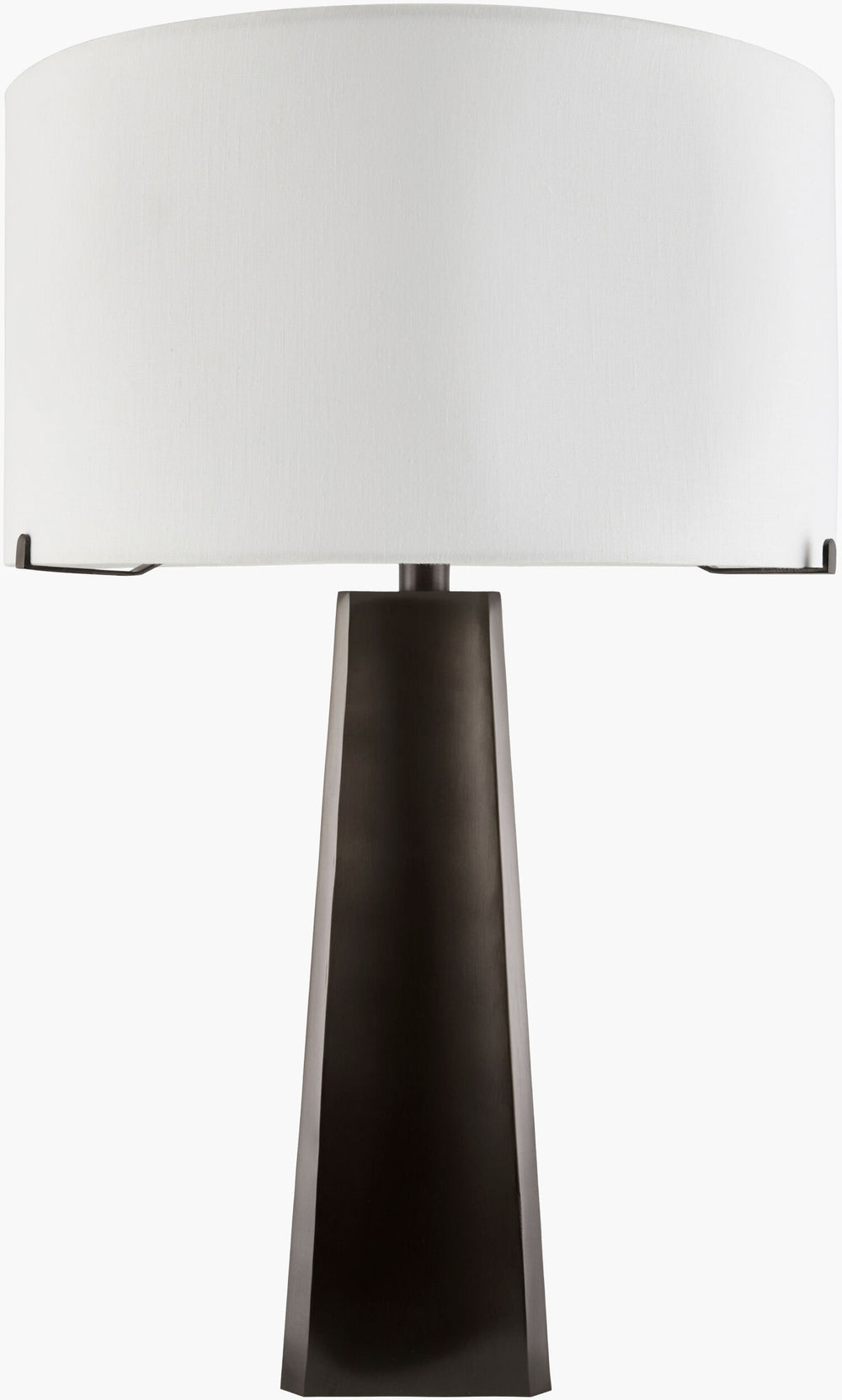 Surya Ervika 26" Accent Table Lamp - Art Deco Modern Design, Iron Body, Cotton Shade For Warm Ambiance Body, Brown,Shade, White,Cord, Translucent Iron,Cotton,Cotton Evk-001