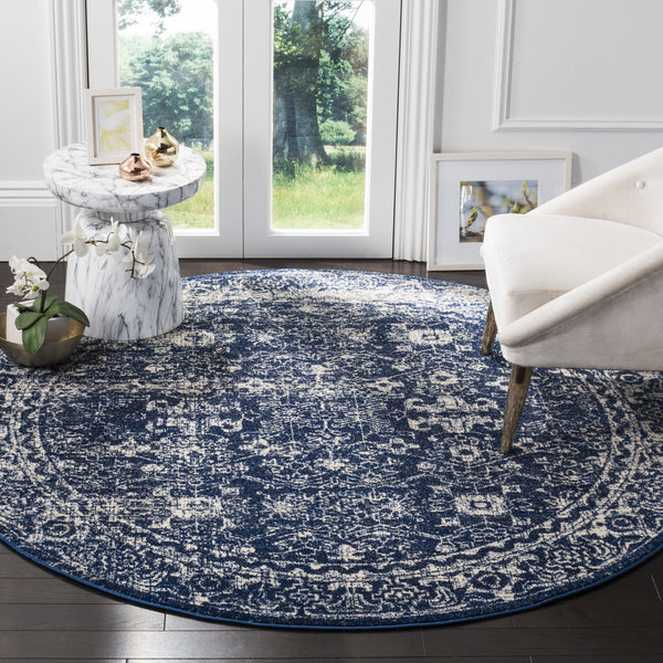 Safavieh Evoke 270 Power Loomed  Rug Navy / Ivory EVK270A-5SQ