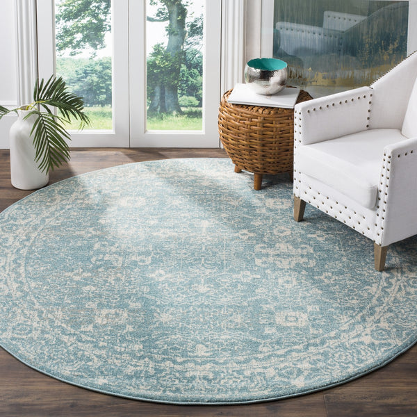 Safavieh Evoke 270 Power Loomed Transitional Rug Light Blue / Ivory EVK270D-3SQ