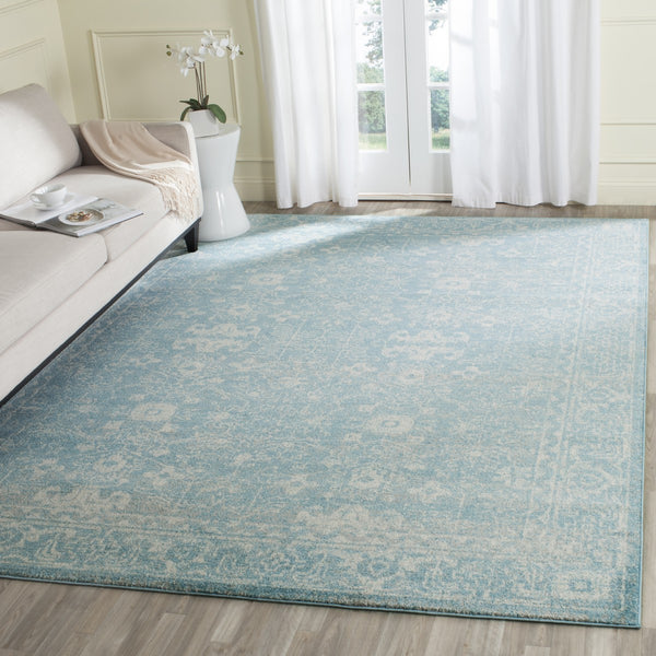 Safavieh Evoke 270 Power Loomed Transitional Rug Light Blue / Ivory EVK270D-3SQ