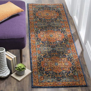 Safavieh Evoke 275 Power Loomed  Rug Blue / Orange EVK275C-5SQ
