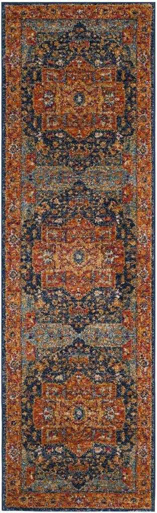 Safavieh Evoke 275 Power Loomed  Rug Blue / Orange EVK275C-5SQ