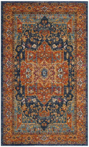 Safavieh Evoke 275 Power Loomed  Rug Blue / Orange EVK275C-5SQ