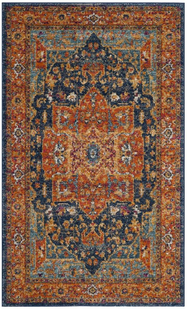 Safavieh Evoke 275 Power Loomed  Rug Blue / Orange EVK275C-5SQ