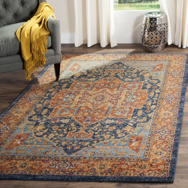Safavieh Evoke 275 Power Loomed  Rug Blue / Orange EVK275C-5SQ