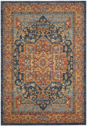 Safavieh Evoke 275 Power Loomed  Rug Blue / Orange EVK275C-5SQ