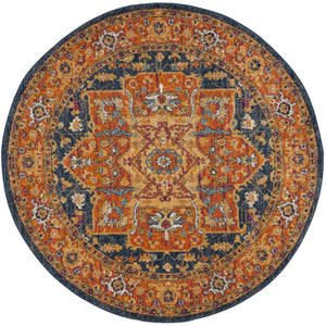 Safavieh Evoke 275 Power Loomed  Rug Blue / Orange EVK275C-5SQ