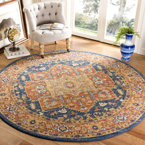 Safavieh Evoke 275 Power Loomed  Rug Blue / Orange EVK275C-5SQ