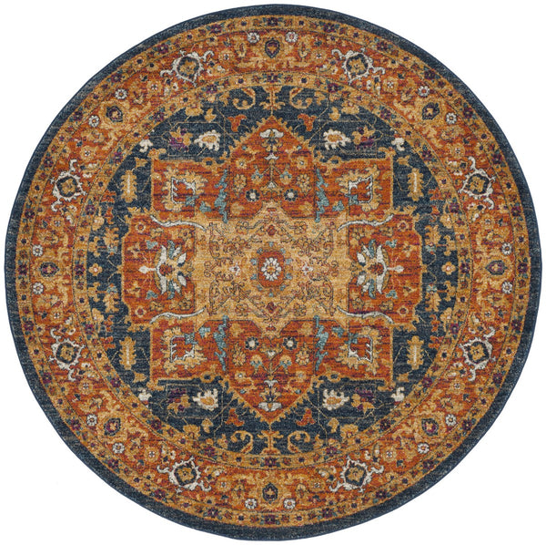 Safavieh Evoke 275 Power Loomed  Rug Blue / Orange EVK275C-5SQ
