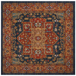 Safavieh Evoke 275 Power Loomed  Rug Blue / Orange EVK275C-5SQ
