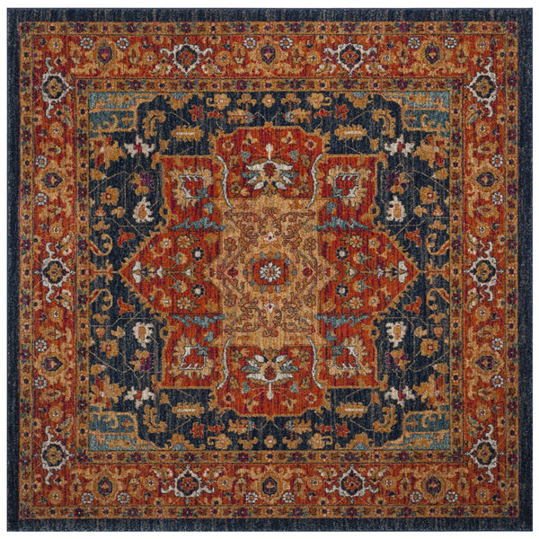 Safavieh Evoke 275 Power Loomed  Rug Blue / Orange EVK275C-5SQ