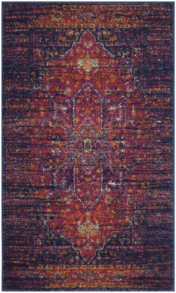 Safavieh Evoke 275 Power Loomed  Rug Blue / Fuchsia EVK275F-5SQ