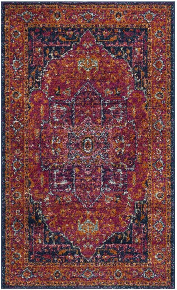 Safavieh Evoke 275 Power Loomed  Rug Fuchsia / Orange EVK275S-5SQ