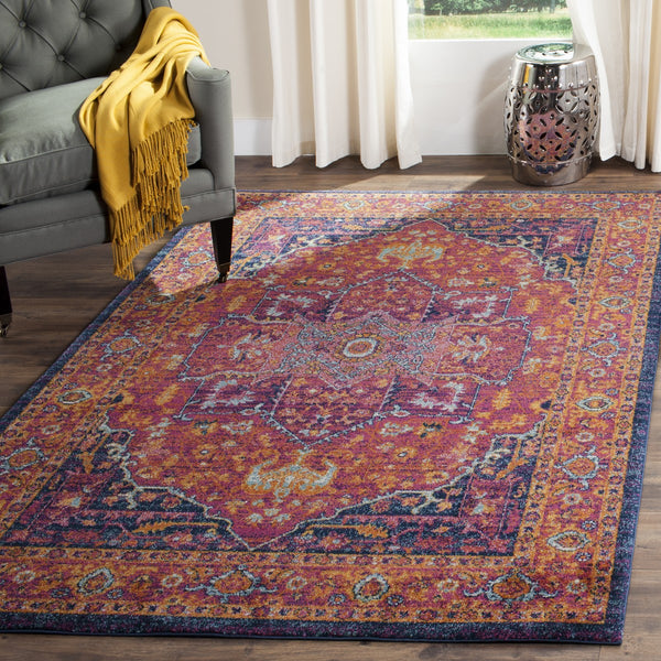Safavieh Evoke 275 Power Loomed  Rug Fuchsia / Orange EVK275S-5SQ