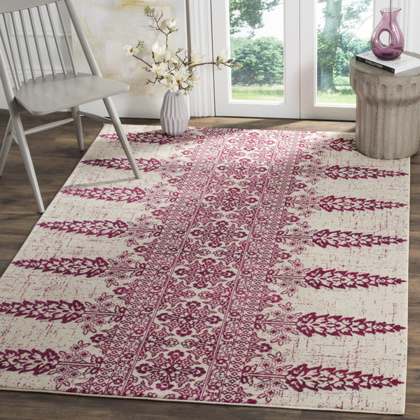 Safavieh Evoke 521 Power Loomed TRADITIONAL Rug Ivory / Fuchsia EVK521K-3