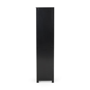 English Elm Christopher Knight Home® - BATHROOM Linen Tower Cabinet with Faux Wood Finish, Modern Slim Vertical Slat Design, Storage Organizer Black 66606.00BLK