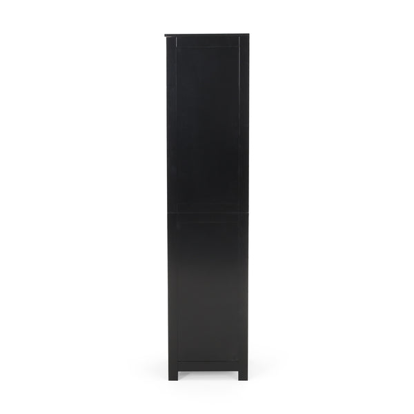 English Elm Christopher Knight Home® - BATHROOM Linen Tower Cabinet with Faux Wood Finish, Modern Slim Vertical Slat Design, Storage Organizer Black 66606.00BLK