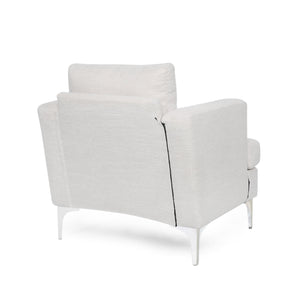 English Elm Christopher Knight Home® - CLUB Chair Beige Fabric Upholstered Accent Seat with Silver Iron Legs, Cozy Modern Comfort 32"W 71569.00