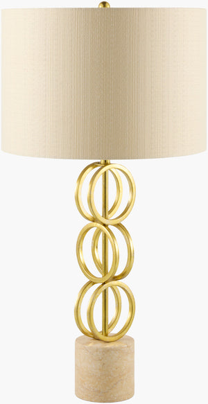 Surya Evans Modern Minimalist 31" Accent Table Lamp With Crystal Base & Warm Linen Shade For Elegance Body, Gold,Base, Beige,Shade (Outside), Beige,Shade (Inside), White,Finial, Gold,Harp, Metallic ,Nickel,Cord, Translucent Iron,Marble,Linen,Polyester,Iron Evn-104
